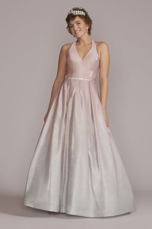Ombre Plunging Ball Gown with Jewels